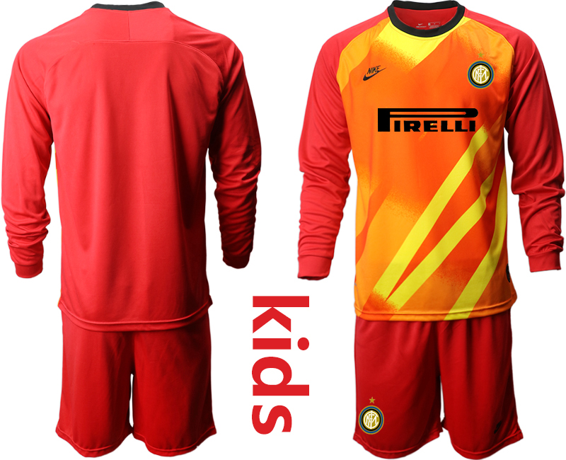Youth 2020-2021 club Inter Milan red long sleeved Goalkeeper blank Soccer Jerseys->inter milan jersey->Soccer Club Jersey